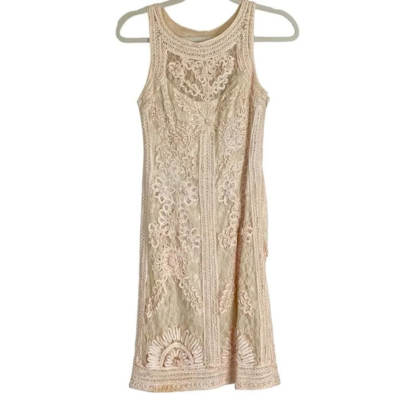 Vintage SUE WONG Nocturne Ivory Cream Lace Sheath Dress Cocktail Party Size 4 - Picture 1 of 10